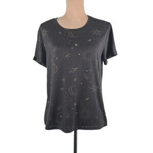 Cut & Paste Celestial Print Graphic Tee Moon Stars Astrology Boho T-Shirt Large